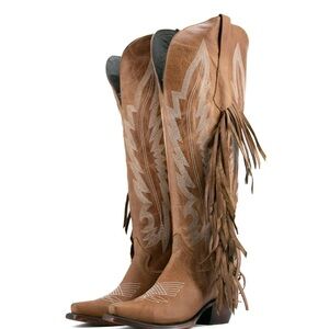Rockem "Camel " tall fringe Cowboy Boots Wide Calf. - Brand New in box, not worn